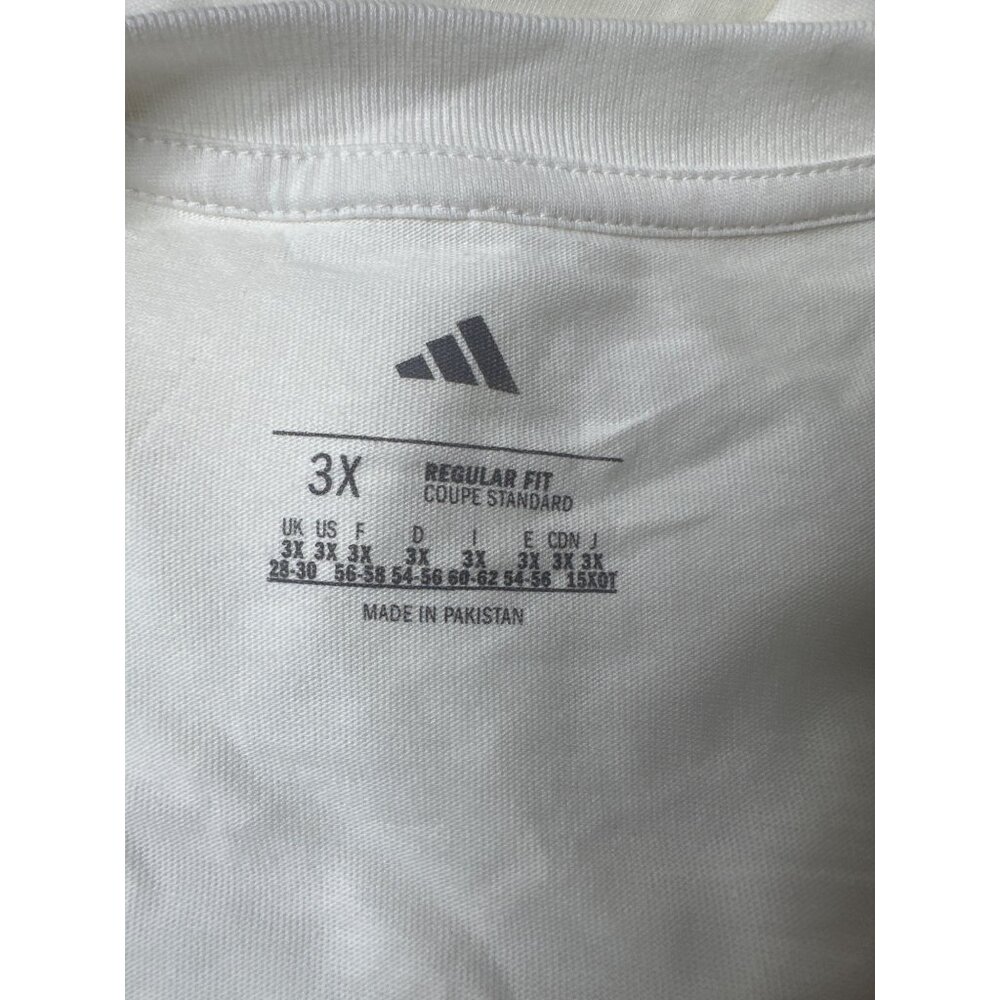 Adidas Womens White Crew Neck T Shirt 3XL Blue Marble Logo XXXL Short Sleeves - Picture 4 of 5